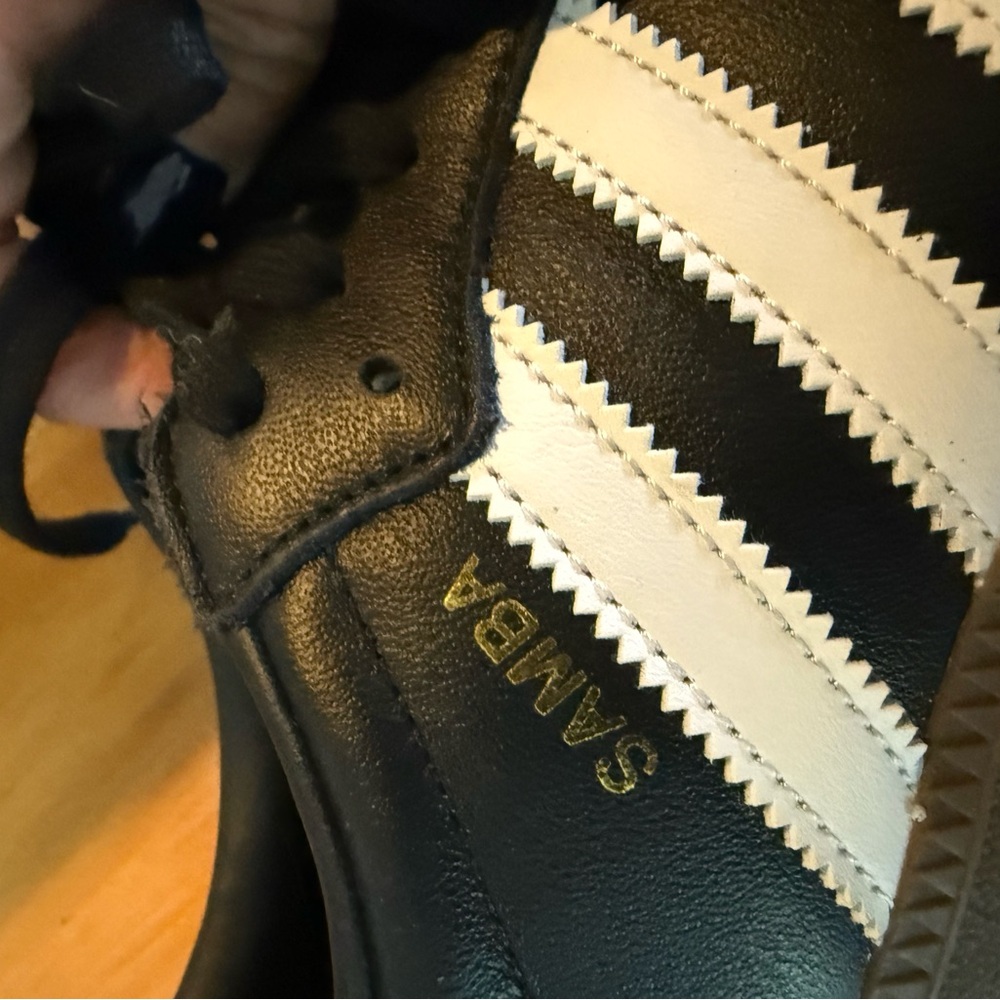 adidas Samba Black with White Stripes Athletic Shoes - Picture 4 of 4